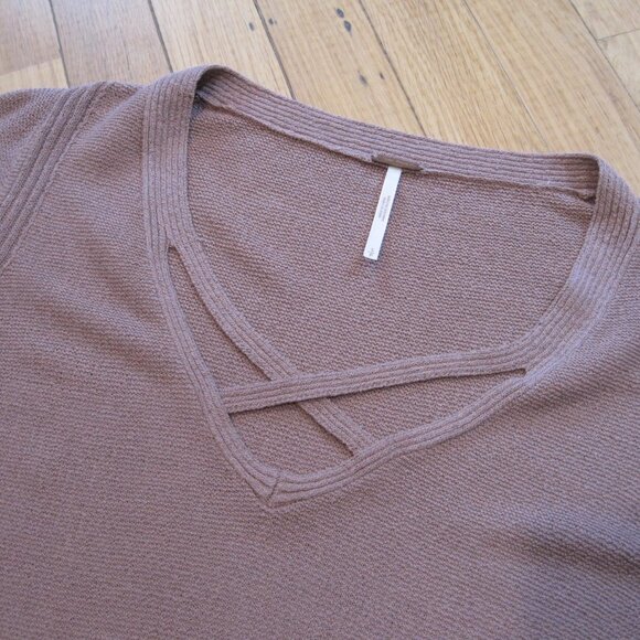 Free People Crisscross Mauve Tunic Sweater Size S Long Sleeve Knit Pullover - Picture 8 of 11